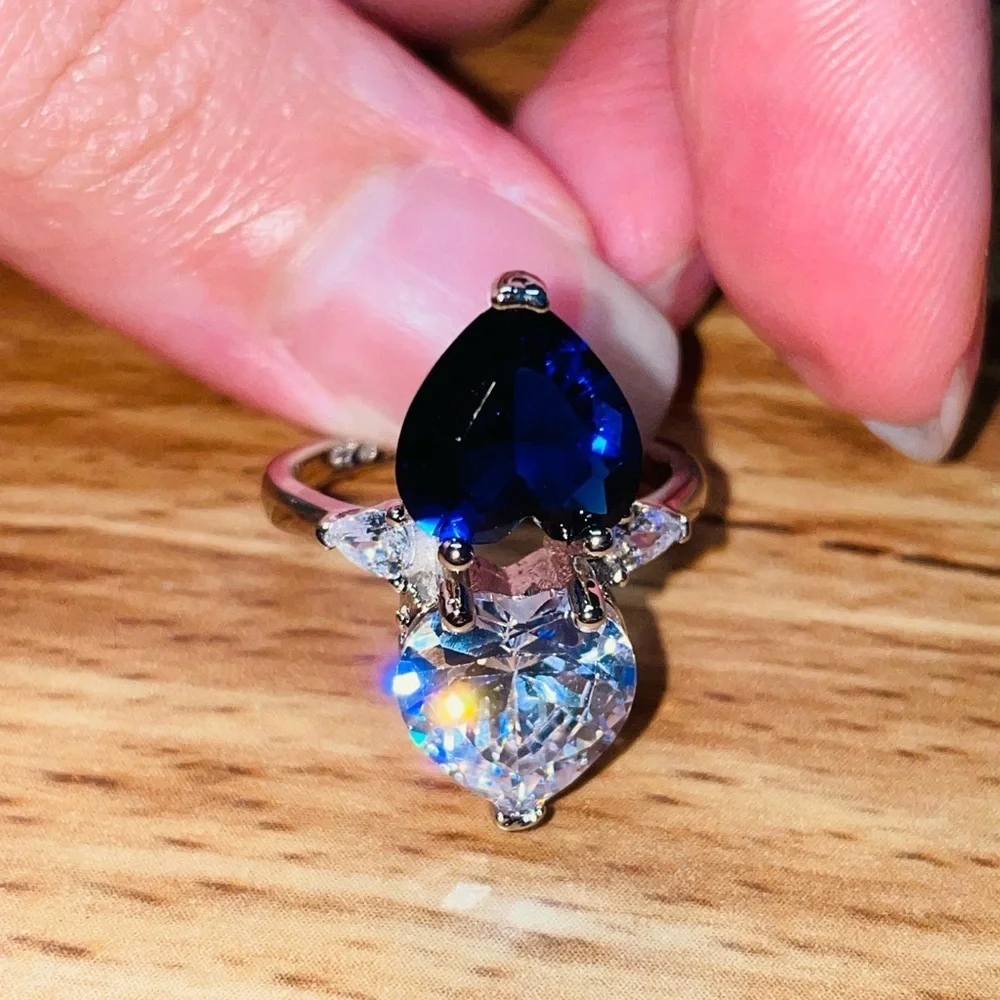Mirrored Double Heart Statement Ring